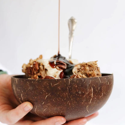 Natural Coconut Shell Bowl and Coconut Wood Spoon Set
