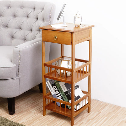 3-Tier Minimalist Antique Style Bamboo Side Table