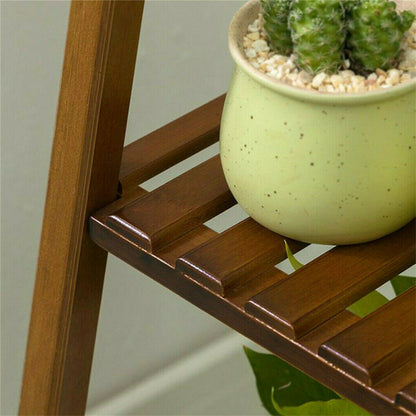 Tall Bamboo Plant Stand Flower Pot Indoor Outdoor Display Rack