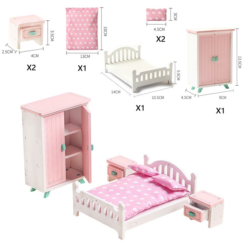 Kids Miniature Doll house Furniture and Wooden House Toys