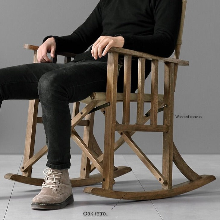Nordic Retro Solid Wood Foldable Rocking Chair