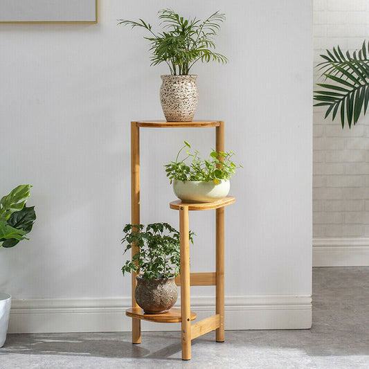3-Tier Bamboo Plant Stands Indoor, Plant Stand Holder, Corner Plant Shelf, Plant Display Rack