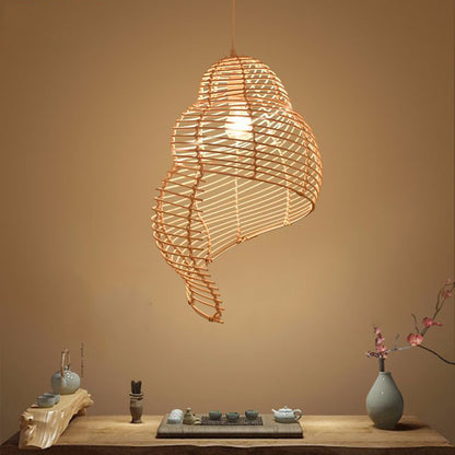 Spiral Shell Shaped Wicker Pendant Lamp - For Planet Sake