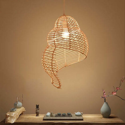 Spiral Shell Shaped Wicker Pendant Lamp - For Planet Sake