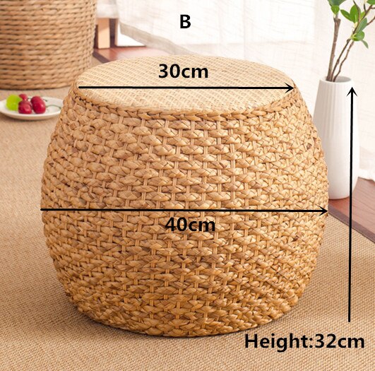 Ottoman Style Round Rattan Stool and Footrest