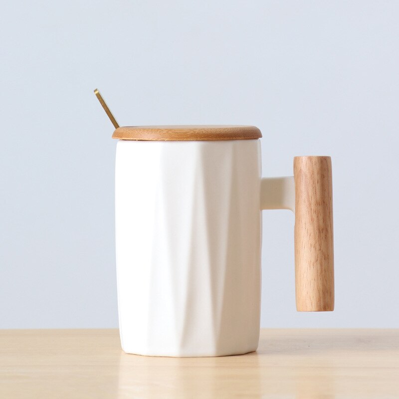 Designer Wooden Handle & Ceramic Coffee Mug