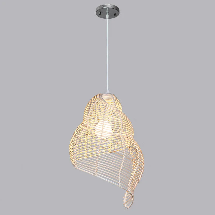 Spiral Shell Shaped Wicker Pendant Lamp