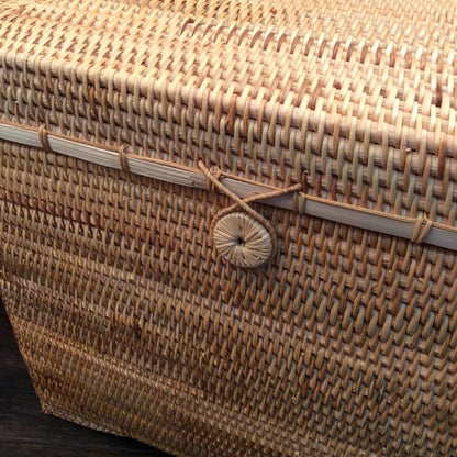 XL Natural Rattan Storage Box with Cover Lids