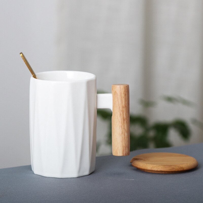 Designer Wooden Handle & Ceramic Coffee Mug - Forplanetsake