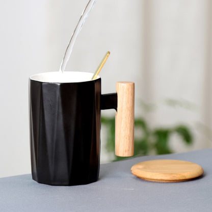 Designer Wooden Handle & Ceramic Coffee Mug - Forplanetsake