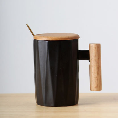 Designer Wooden Handle & Ceramic Coffee Mug