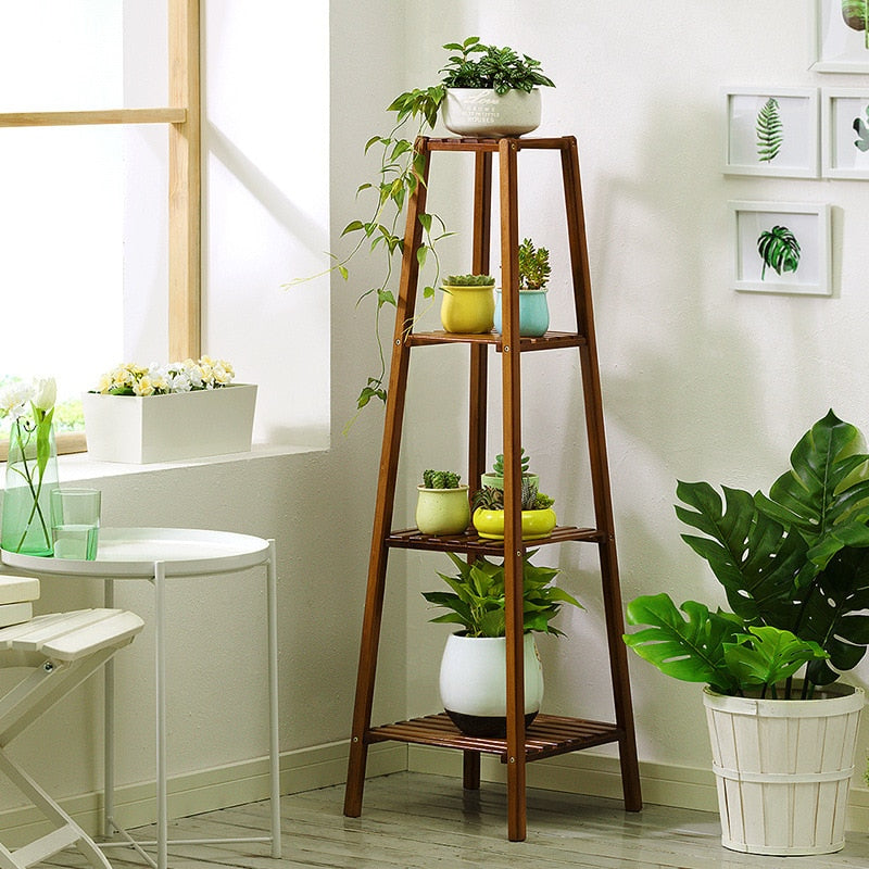 Tall Bamboo Plant Stand Flower Pot Indoor Outdoor Display Rack - Forplanetsake