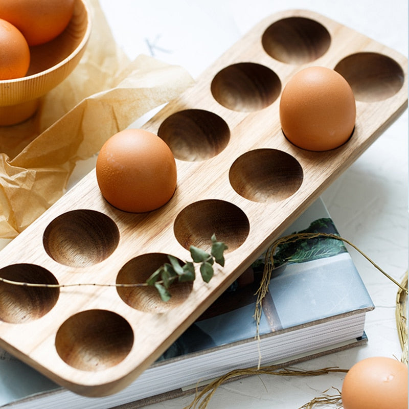 Japanese Style Wooden Egg Storage Tray