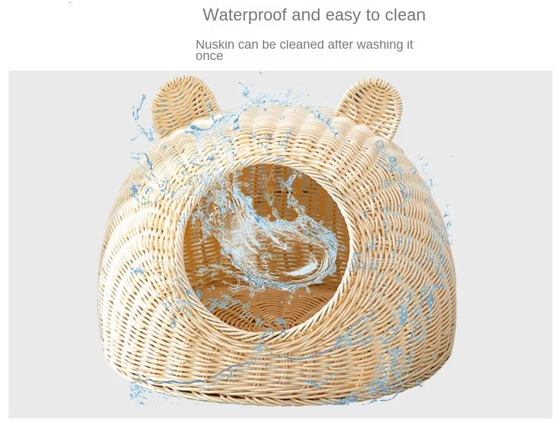 Vintage Wicker Rattan Handwoven Eco Friendly Pet Cave, Cat Bed and House - Forplanetsake