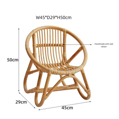 Real Rattan Handmade Small Chair, Nordic Countryside Kids Chair