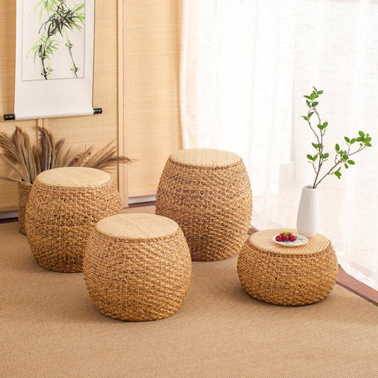 Ottoman Style Round Rattan Stool and Footrest - Forplanetsake