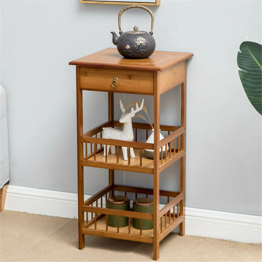 3-Tier Minimalist Antique Style Bamboo Side Table - Forplanetsake