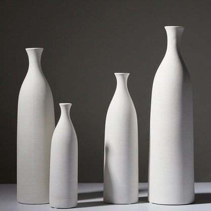Classic White Elegant Bottle Shaped Ceramic Vase - Forplanetsake