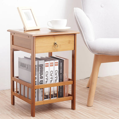 Minimalist Antique Style Bamboo Bedside Table