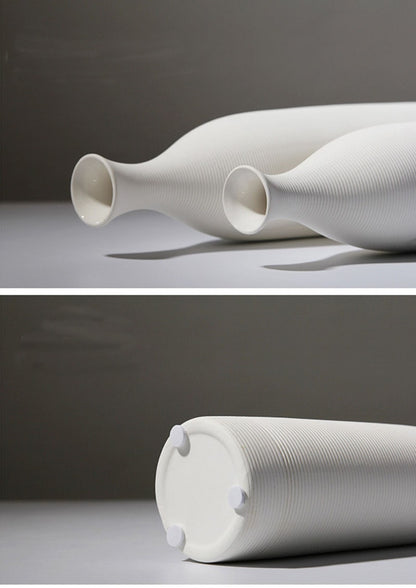 Classic White Elegant Bottle Shaped Ceramic Vase - Forplanetsake