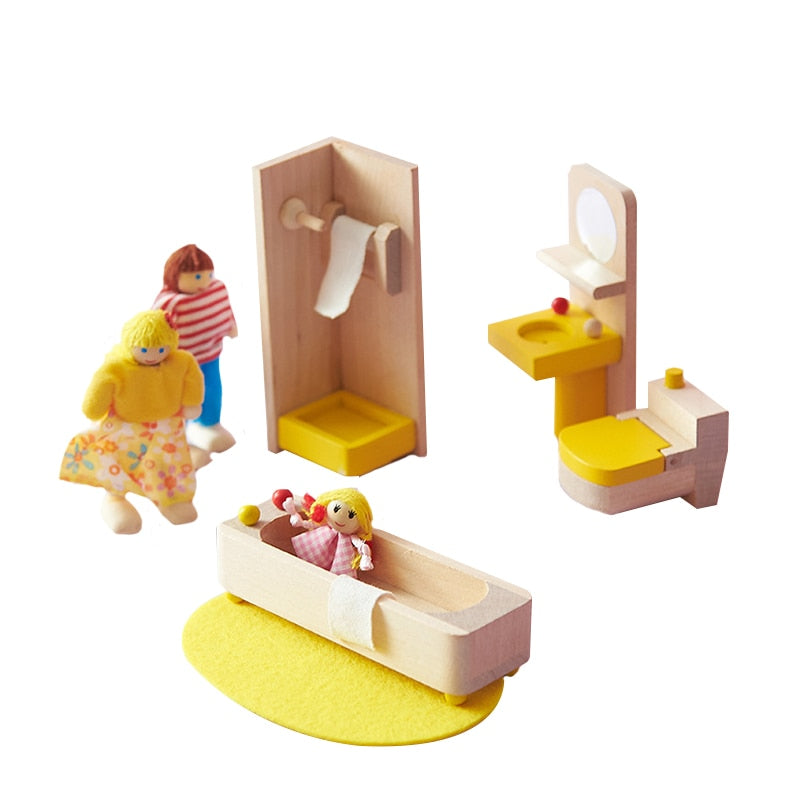 Kids Miniature Doll house Furniture and Wooden House Toys