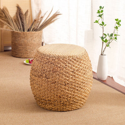 Ottoman Style Round Rattan Stool and Footrest - Forplanetsake