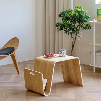 Bent Wood Side Table with Bookshelf - For Planet Sake