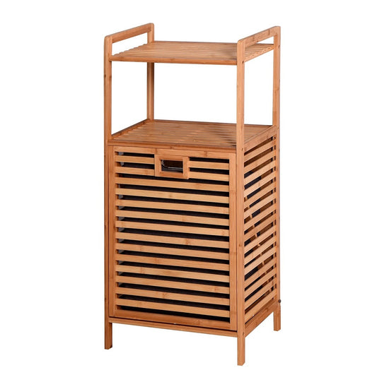 EcoFriendly Bamboo Bathroom Laundry and Storage Basket with 2-tier shelf