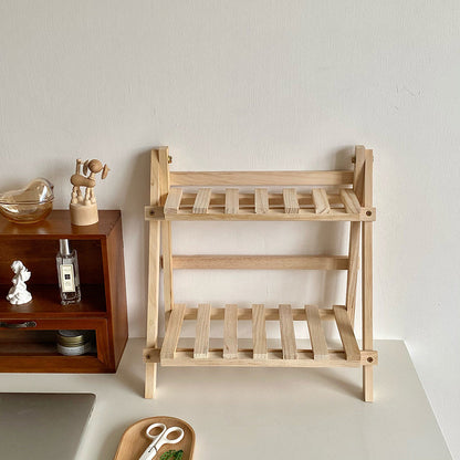 Double Layer Adjustable Wooden Multi Purpose Bookshelf - Forplanetsake