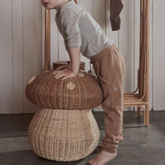 HandWoven Rattan Mushroom Laundry Basket  Toy Organiser - Forplanetsake