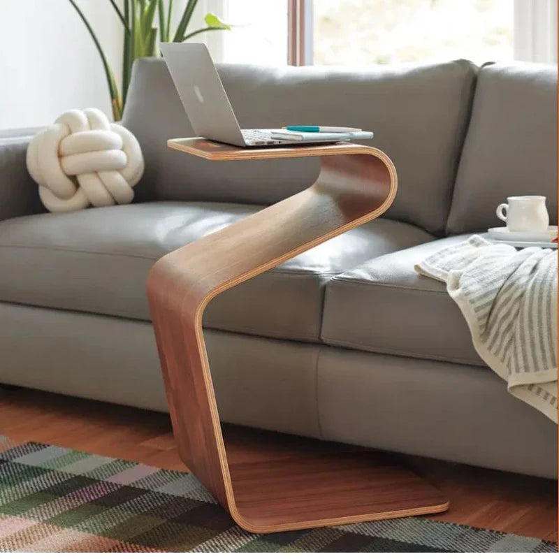 Bent Wood Side Table with Bookshelf - For Planet Sake