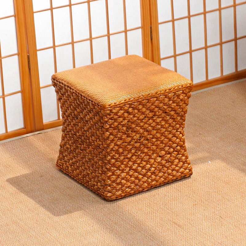 Natural and Handwoven Rattan and Narcissus Vine Low Height Ottoman Stool - Forplanetsake