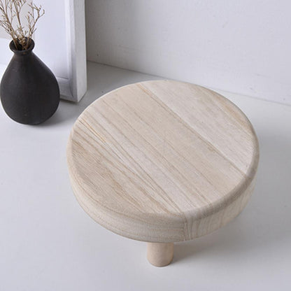 Ottoman Style Small Wooden Round Stool Flower Pot Stand and Kids Stool