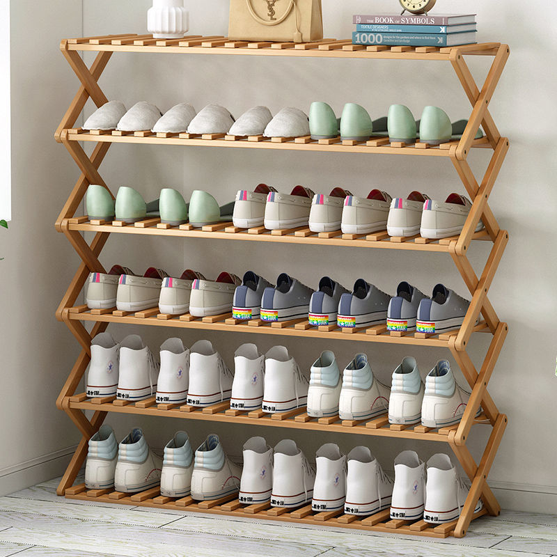 Foldable Multi-Layer Durable and Eco-friendly Bamboo Shoe Rack and Storage Cabinet