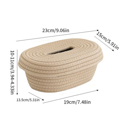 Woven Cotton Rope Storage Basket with Lid Handles