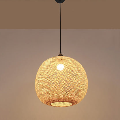 Round Suspended Ball Bamboo Pendant Lights