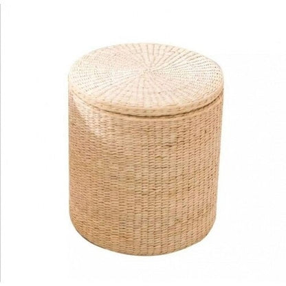 Ottoman Style Handmade Solid Wood and Rattan Woven Stools Footrest