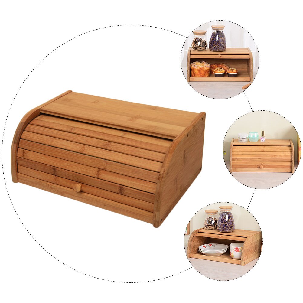 Rustic Dust Proof Bamboo Wood Bread Loaf Box and Kitchen Organiser