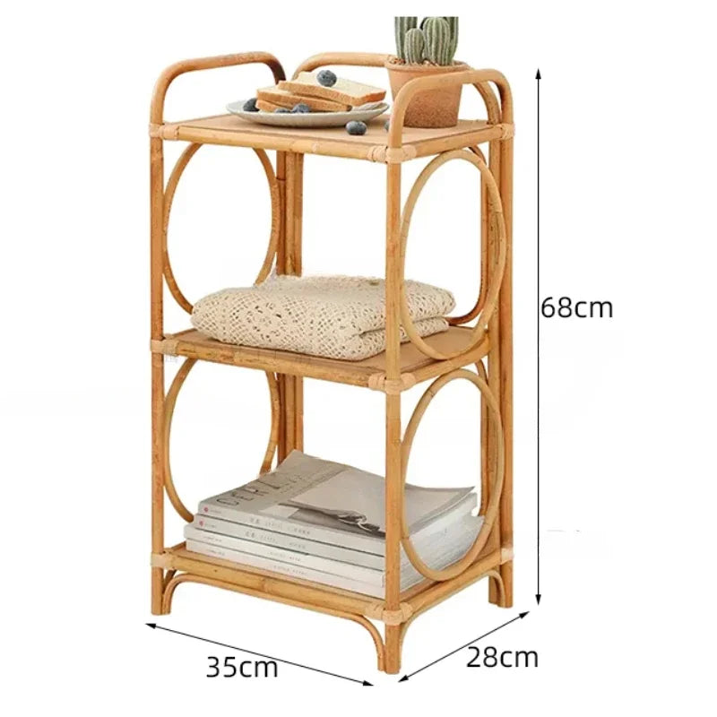 Handmade Multifunctional Cane Rattan Side Table and Storage Cabinet - Forplanetsake