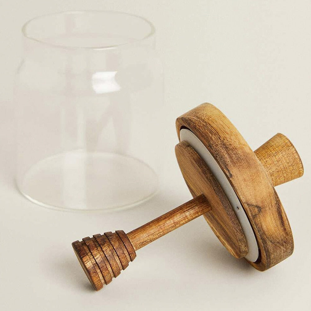 Honey Syrup Pot Jar with Wooden lid - Forplanetsake