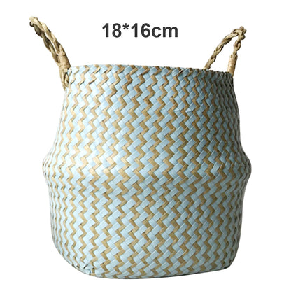 Cool Blue Foldable Handmade Wicker Woven Flower Basket