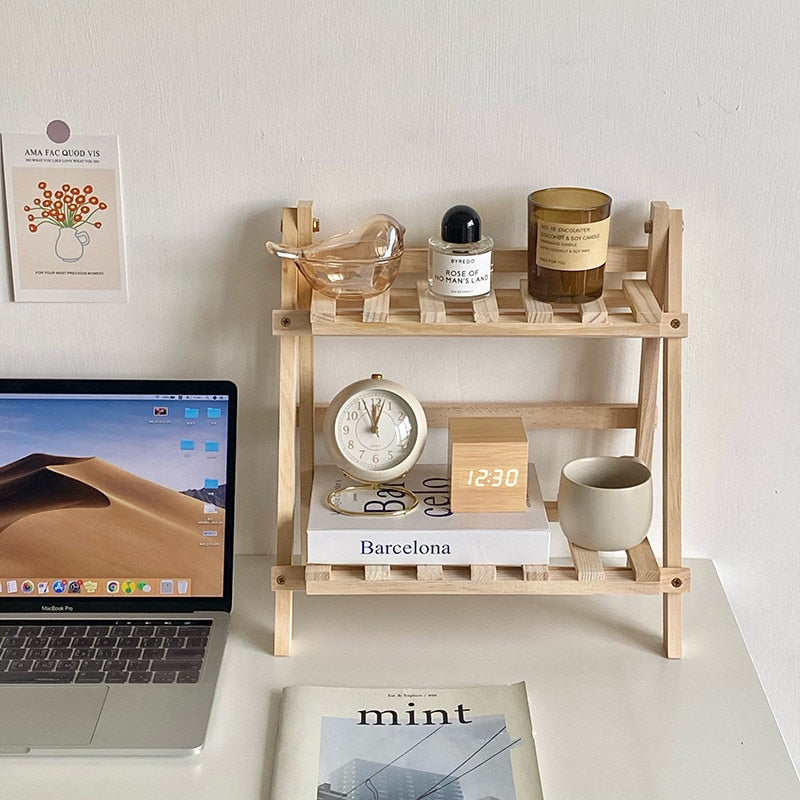 Double Layer Adjustable Wooden Multi Purpose Bookshelf