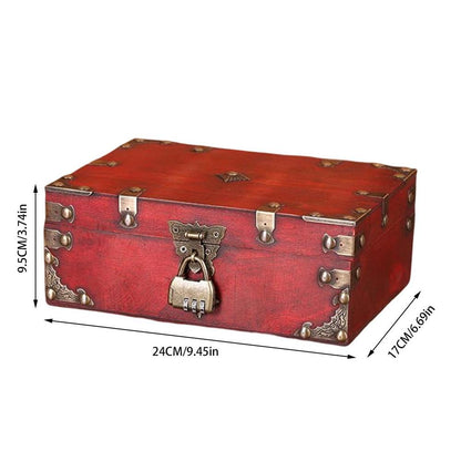 Retro and Vintage Style Jewellery Storage Wooden Chest with Metal Lock Buckle - Forplanetsake