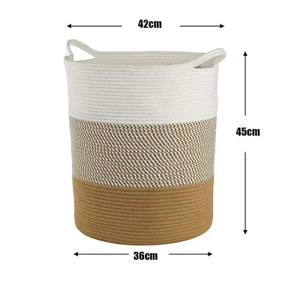 Woven Large Cotton Rope Basket with Handles - Forplanetsake