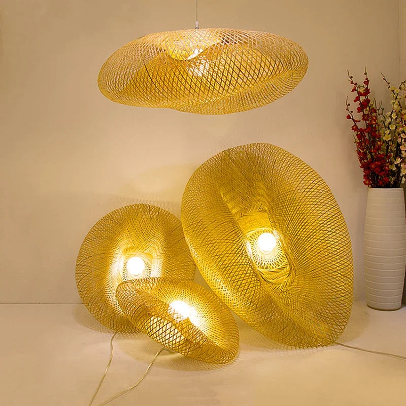 Bamboo Woven Pendant Light - Handcrafted Artistic Ceiling Lamp