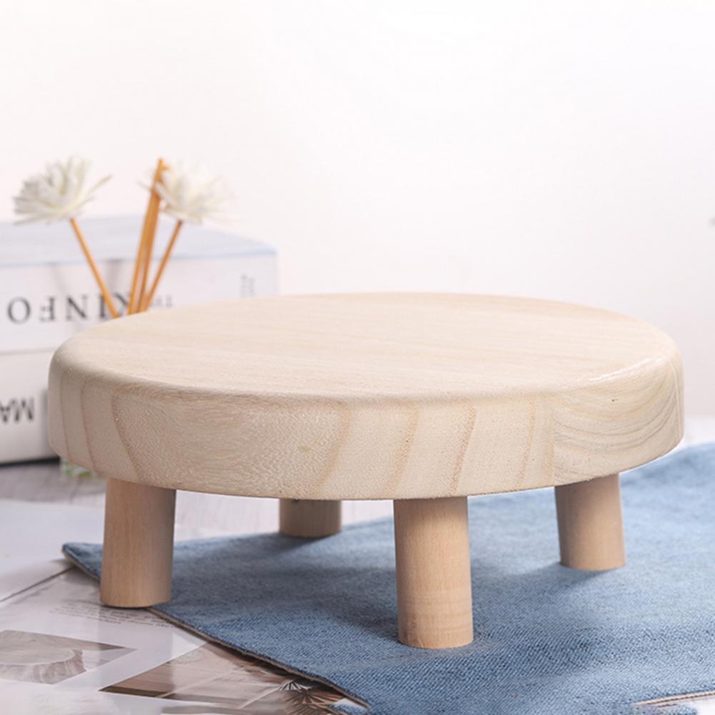 Ottoman Style Small Wooden Round Stool Flower Pot Stand and Kids Stool