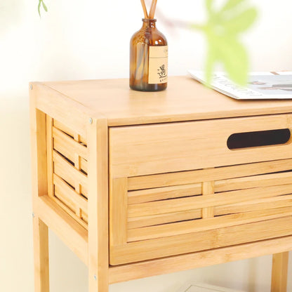 Bamboo Bedside Table with Drawer - Forplanetsake