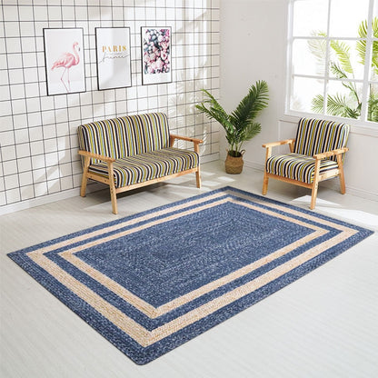 Natural Jute Denim Traditional Hand Knitted Rug