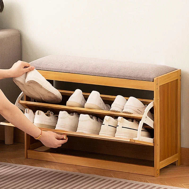 Modern Natural Bamboo Shoe Cabinet and Bench - Forplanetsake