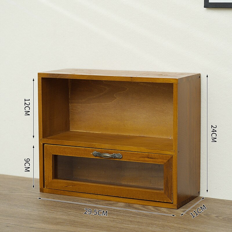 Vintage Retro Wooden Storage Cabinet Drawer, Desktop Rack, Cosmetic and Perfume Storage Box - Forplanetsake